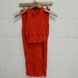Lulus Orange Top and skirt Set | M